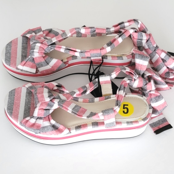 Zara Abierto Tac Tie Strap Platform Sandals. - Picture 3 of 11